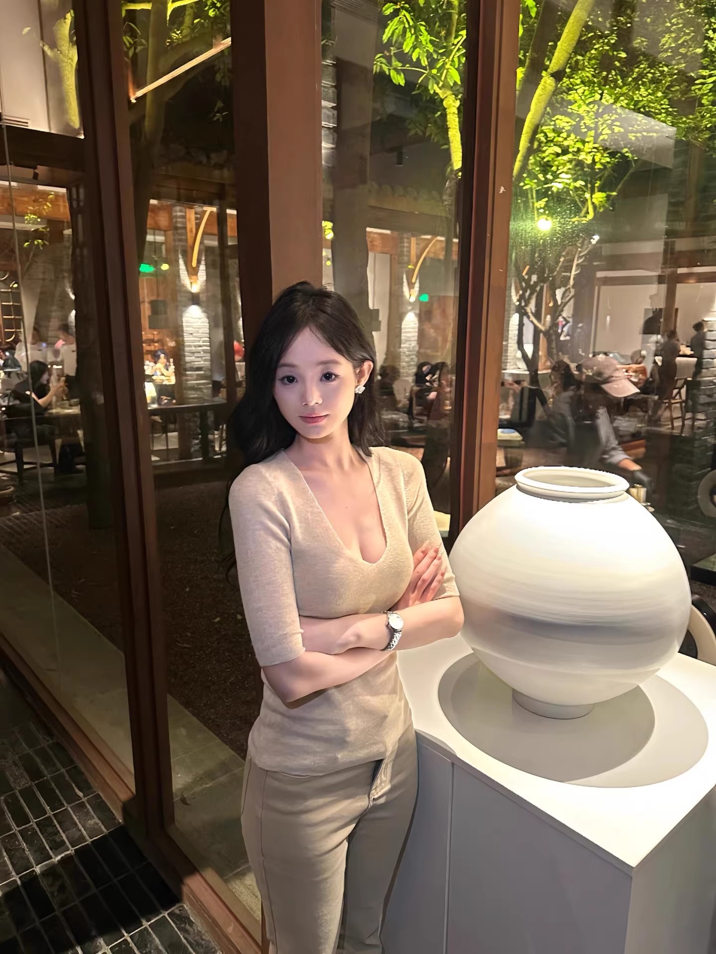 韓系V領五分袖針織衫女夏季設計感純欲修身氣質絕美收腰顯瘦上衣