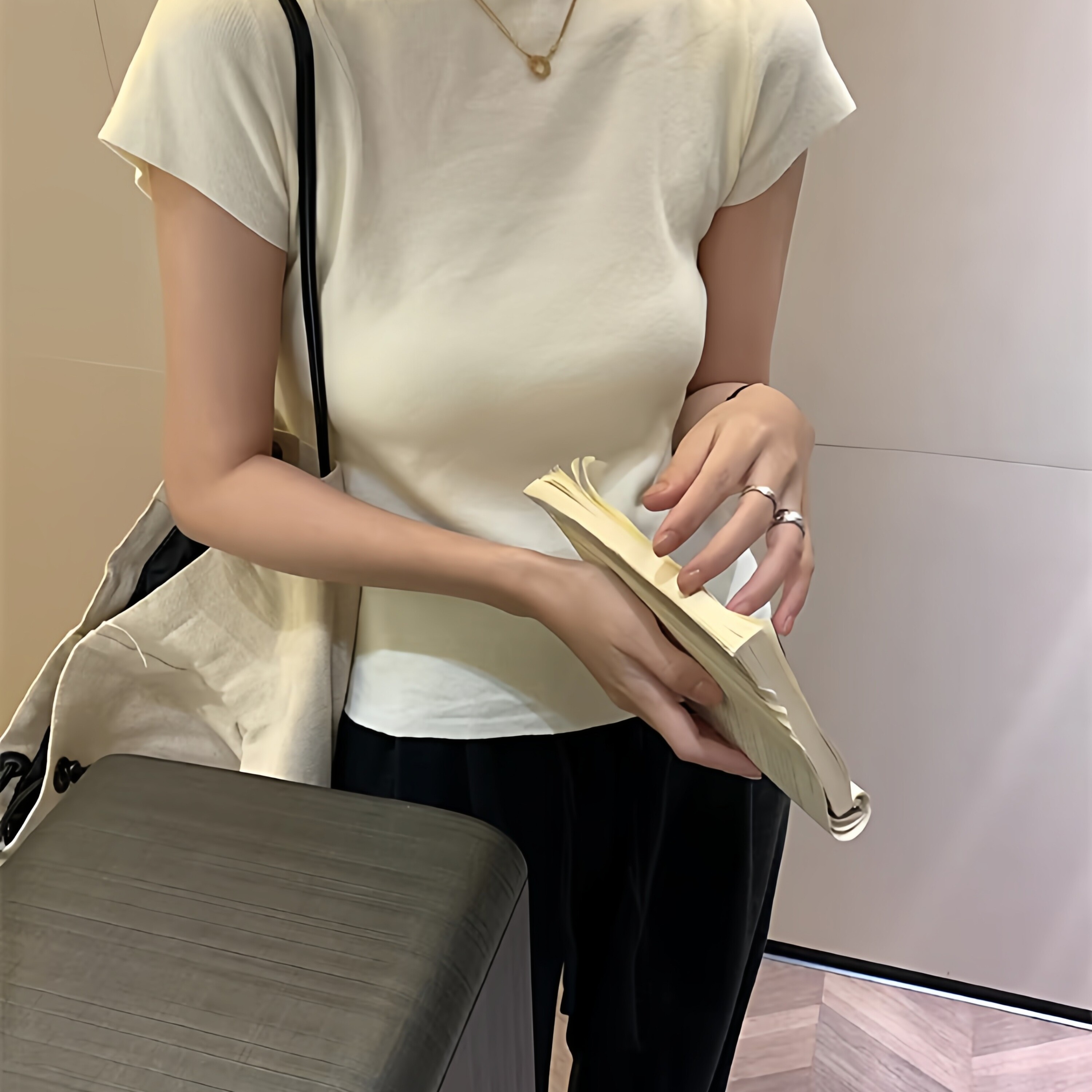 半高領短袖t恤女針織中領打底衫白色內搭2026年新款春夏爆款上衣