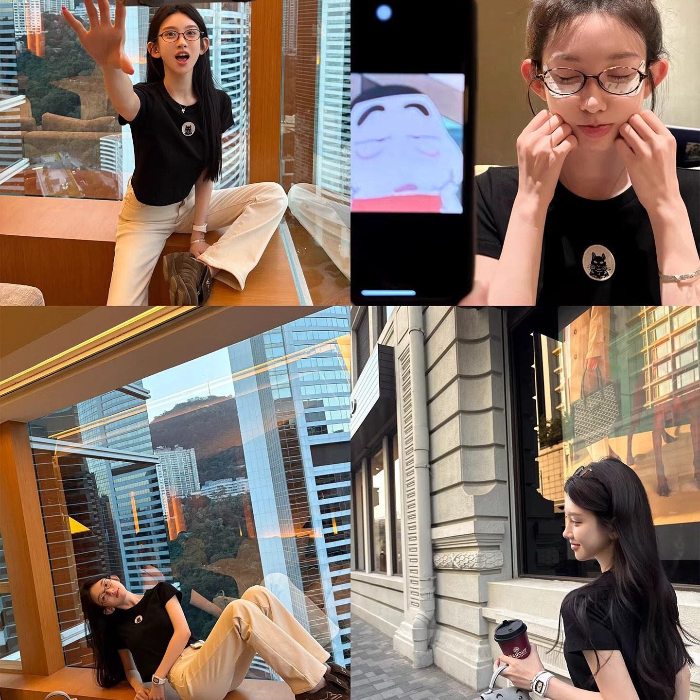 辣妹正肩針織衫短袖T恤女夏季新款貓咪徽章刺繡修身短款上衣潮