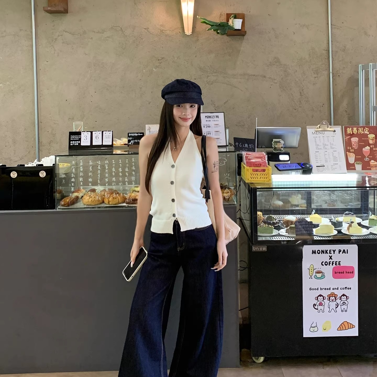 法式吊帶背心女夏外穿白色美背絕美別致高級感針織掛脖上衣