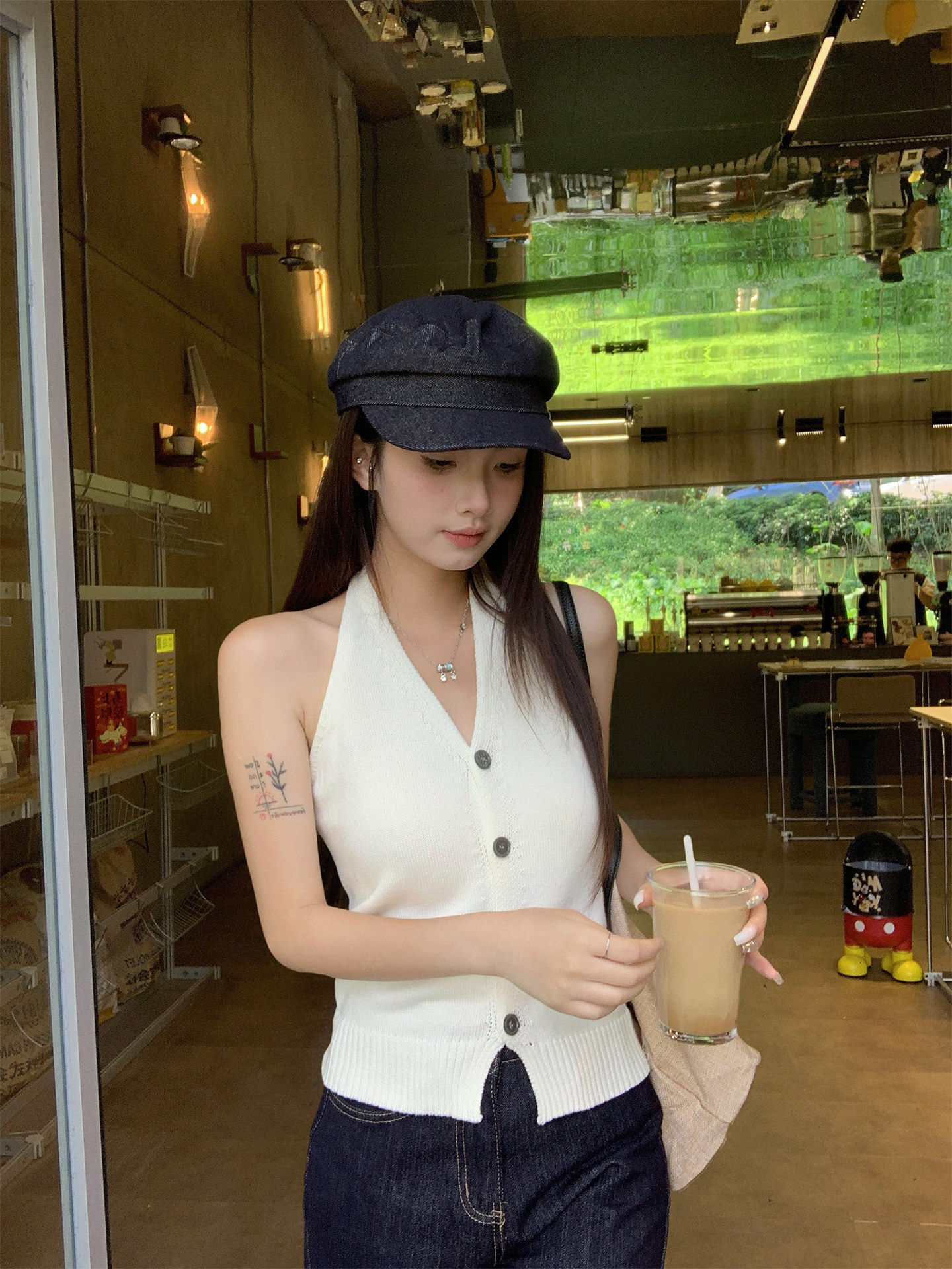 法式吊帶背心女夏外穿白色美背絕美別致高級感針織掛脖上衣
