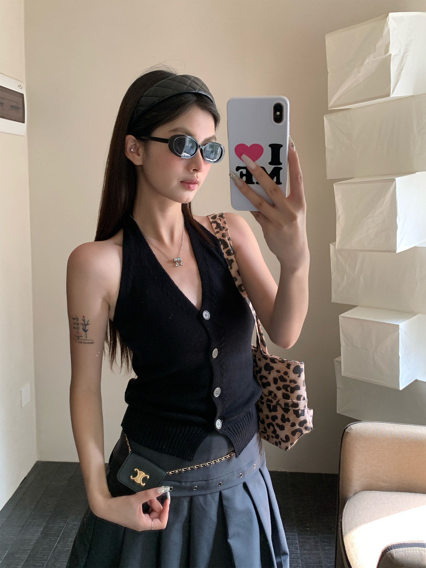 法式吊帶背心女夏外穿白色美背絕美別致高級感針織掛脖上衣