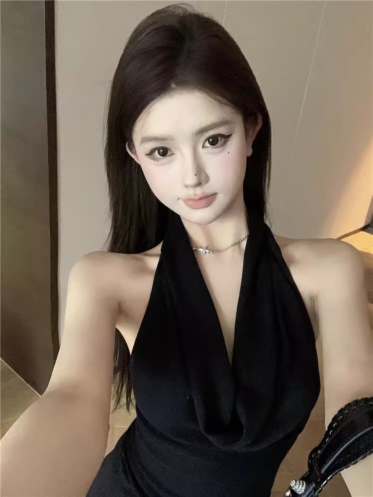 法式氣質名媛風性感蕩領小背心女夏季新款設計感小眾修身顯瘦上衣