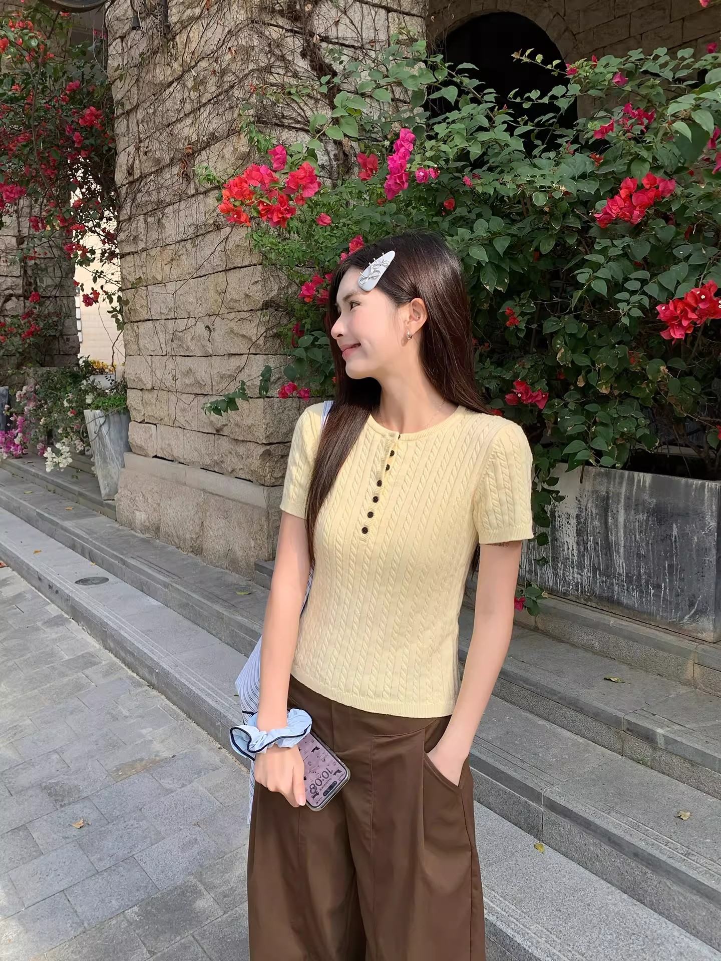 針織短袖2026新款夏季外搭修身灰色t恤女早春韓系穿搭上衣