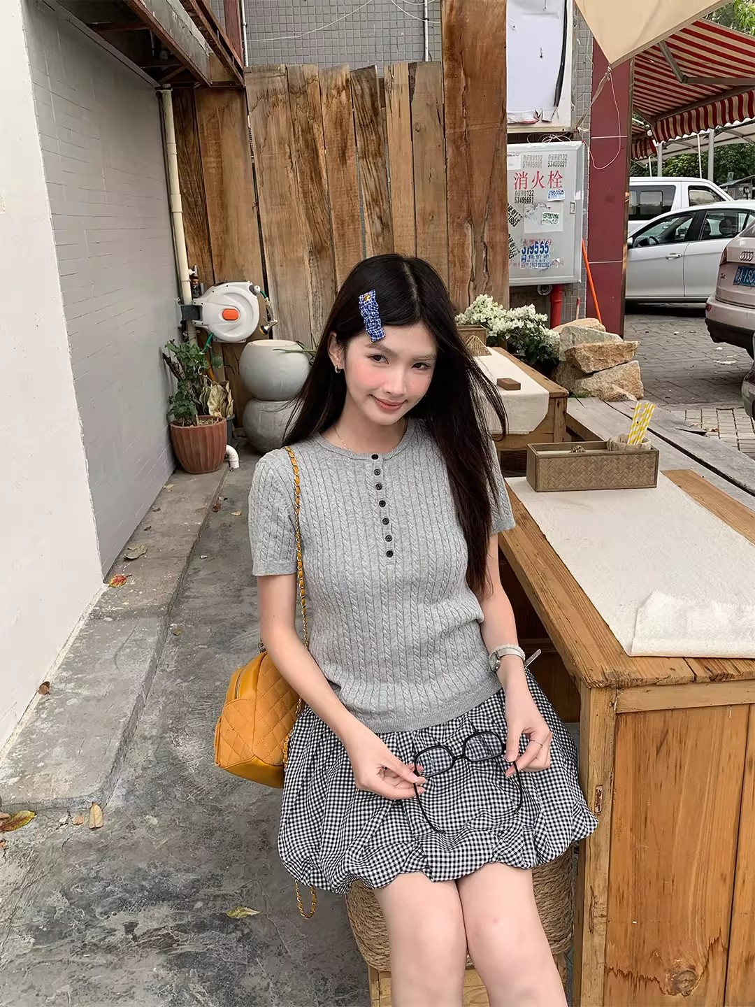 針織短袖2026新款夏季外搭修身白色t恤女早春韓系穿搭上衣