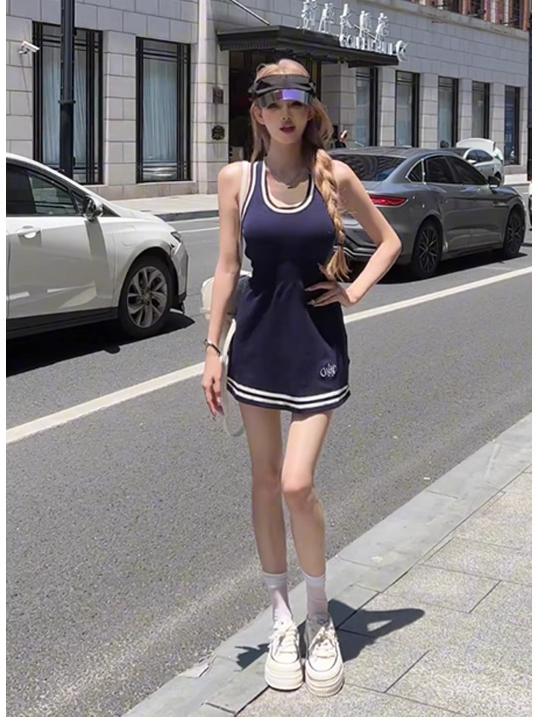 純欲風辣妹氣質修身撞色無袖連衣裙2026夏季新款針織背心短裙女裝