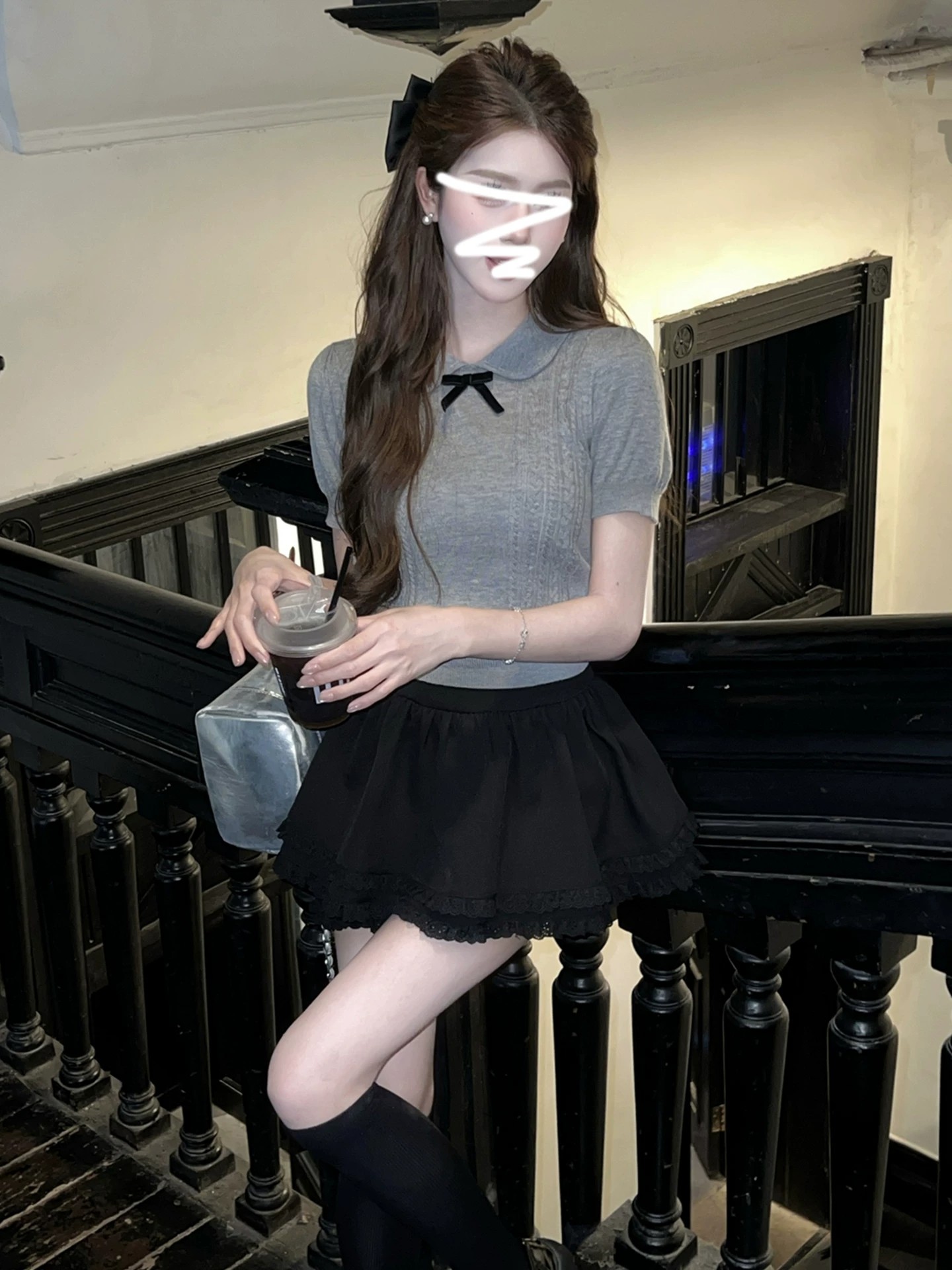 學院風連衣裙女夏季2026新款巨好看ootd針織衫上衣