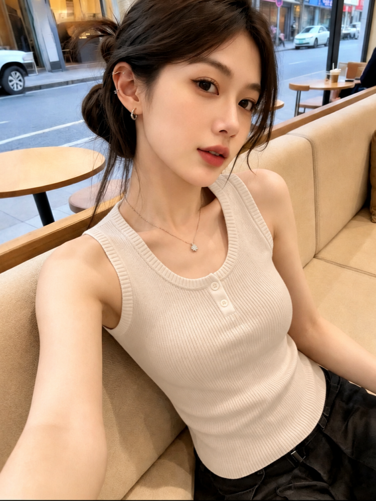 法式條紋U領針織背心女無袖2026夏季新款修身顯瘦內搭外穿上衣潮