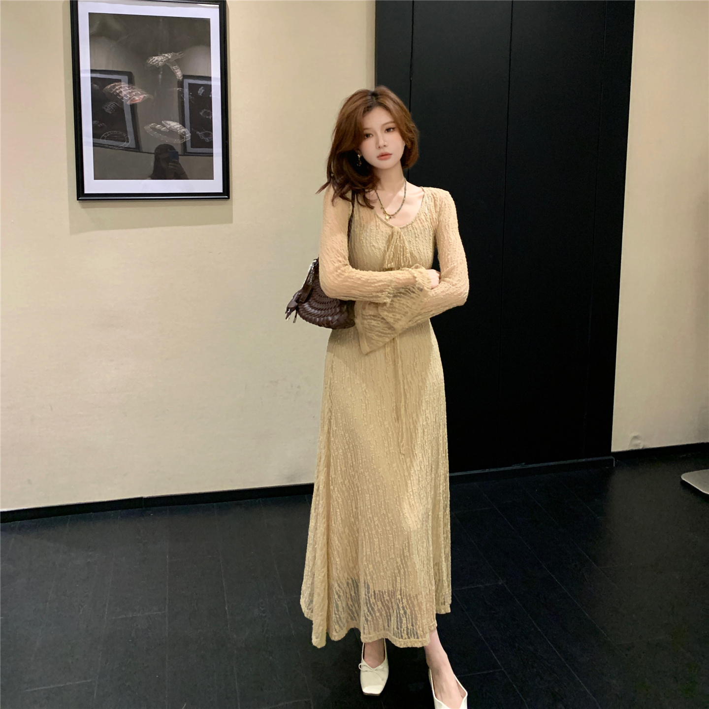 MY14433# 芝士Cheese◆英式长情新款气质优雅镂空蕾丝高级感连衣...