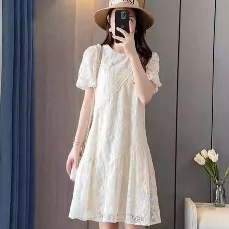 MY10920# 法式高级感小资蕾丝连衣裙一眼惊艳夏季新款时尚独特漂亮百搭短裙女裝貨源服裝批發