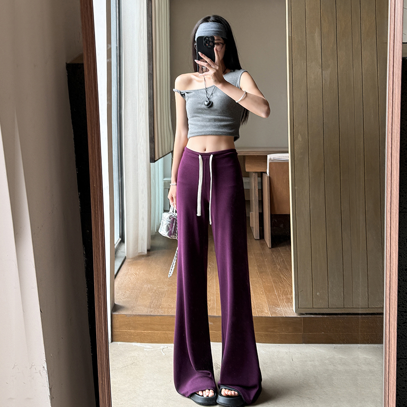 實拍垂垂褲銅氨絲低腰拖地褲舒適顯瘦休閑褲女褲子2026春夏新款