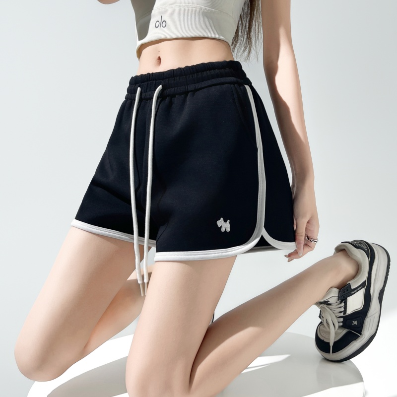 美式松緊腰撞色休閑短褲女2026新款夏季時尚寬松a字闊腿熱褲衛褲