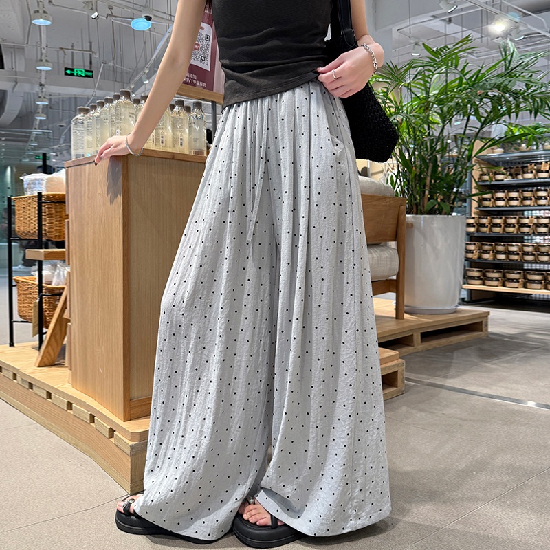 亞麻波點休閑褲2026夏季新款肌理感慵懶冰絲垂感山本褲直筒闊腿褲