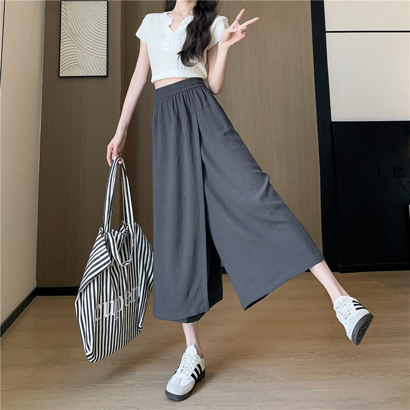 RY1907# 实拍冰丝裙裤女夏季2026新款a字裤裙高腰垂感小个子休闲阔...