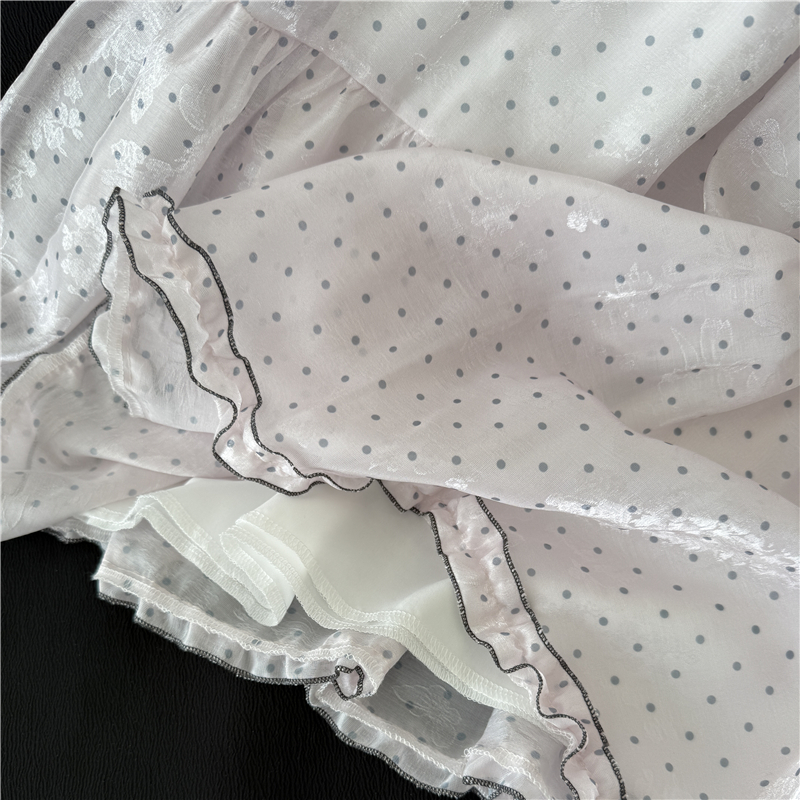 實拍波點半身裙子女夏季新款高腰顯瘦中長款小個子層層蓬蓬蛋糕裙