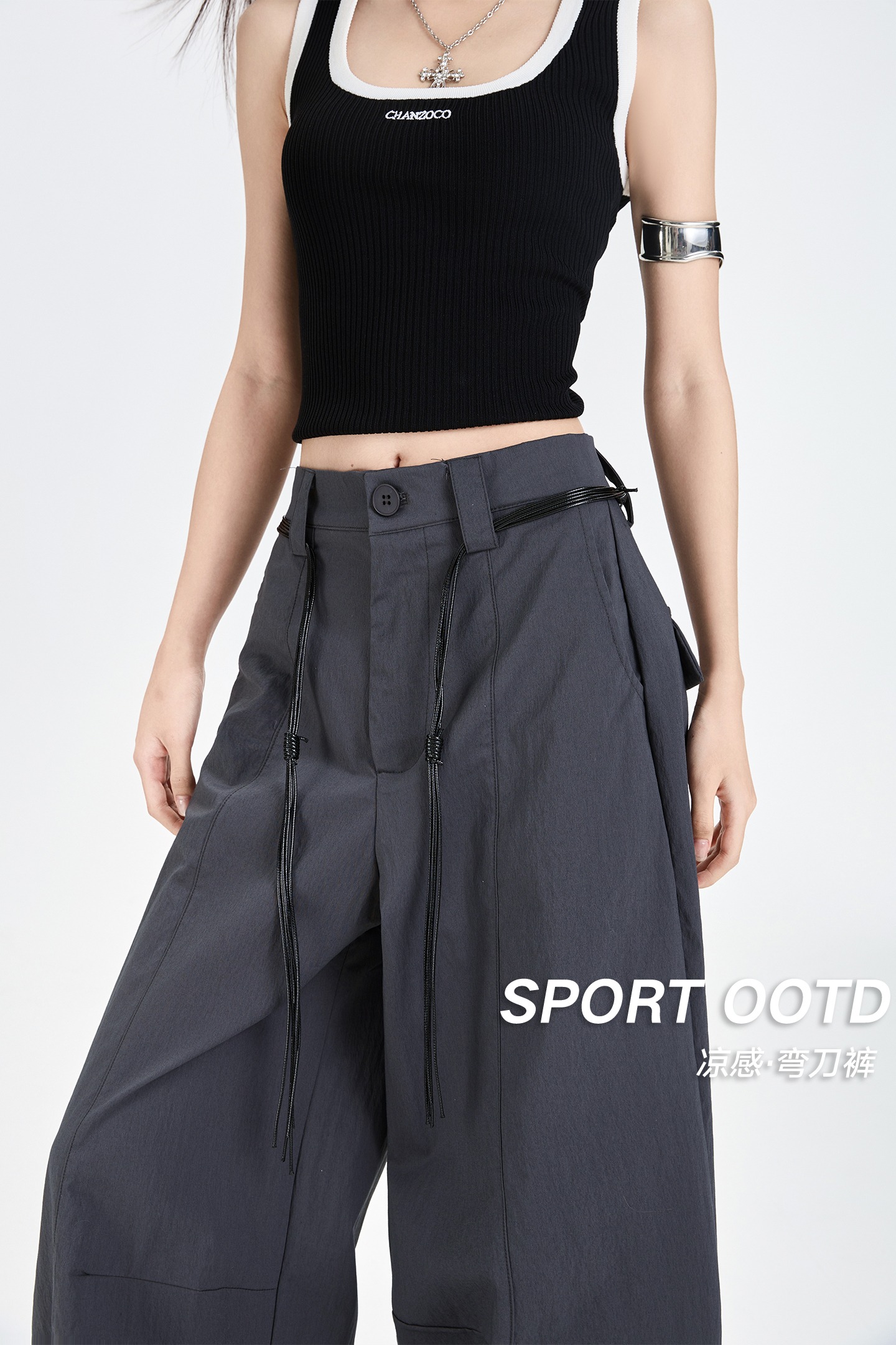 實拍工裝褲女酷颯風夏季2026新款美式高腰闊腿褲顯瘦休閑涼涼褲子
