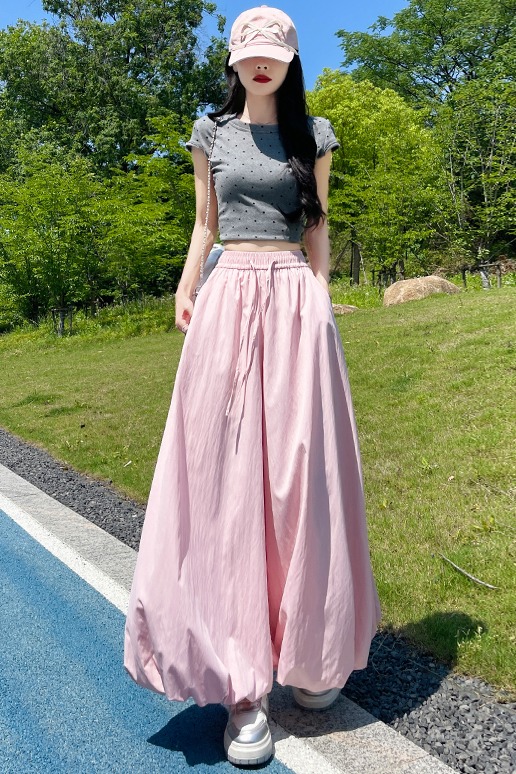 實拍花苞裙褲女夏季薄款2026新款高腰垂感燈籠褲小個子休閑闊腿褲