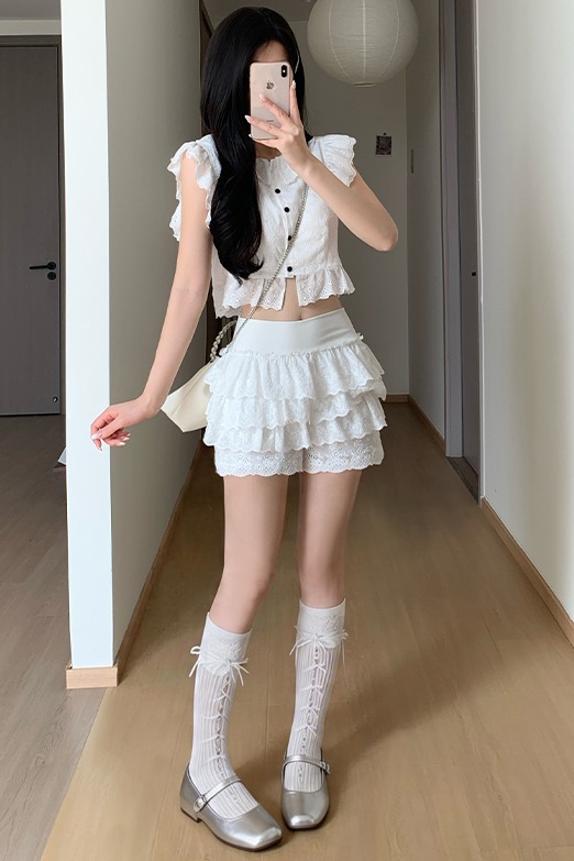 實拍鏤空蛋糕裙女夏季2026新款高腰a字顯瘦小個子甜酷辣妹短裙褲