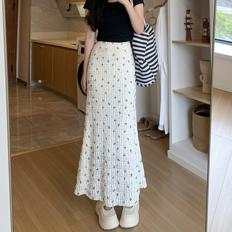 實拍白色蝴蝶結包臀裙女夏季新款高腰顯瘦魚尾裙小個子a字半身裙