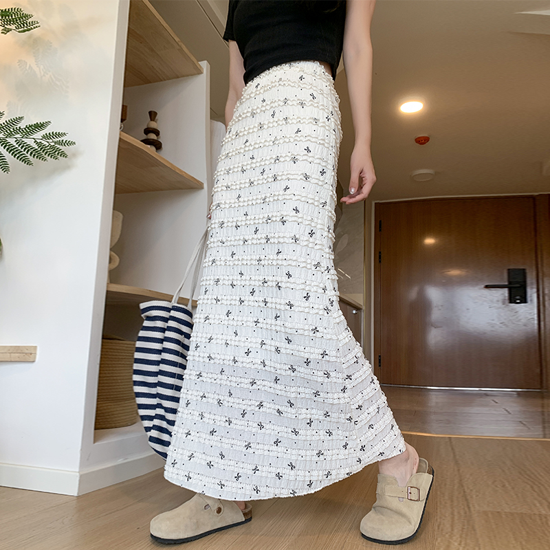 實拍白色蝴蝶結包臀裙女夏季新款高腰顯瘦魚尾裙小個子a字半身裙