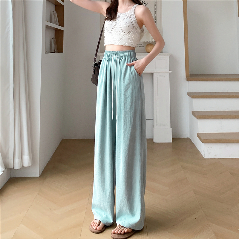 實拍白色奶芙冰絲山本褲女2026新款夏季薄款休閑肌理醋酸闊腿褲女