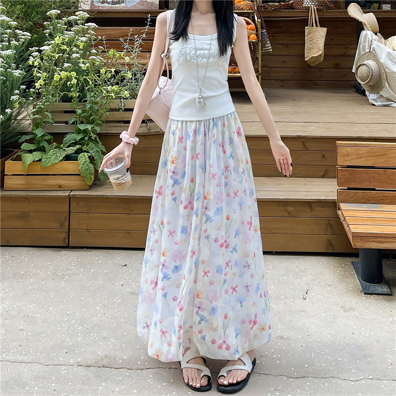 實拍碎花花苞裙褲女夏季2026新款小個子寬松冰絲涼涼闊腿蓬蓬褲裙