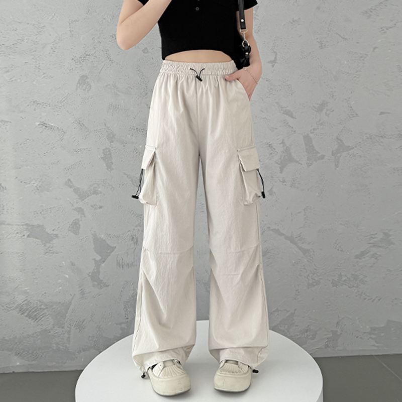 實拍速干工裝褲女2026新款夏季休閑闊腿褲登山沖鋒冰絲運動褲子女