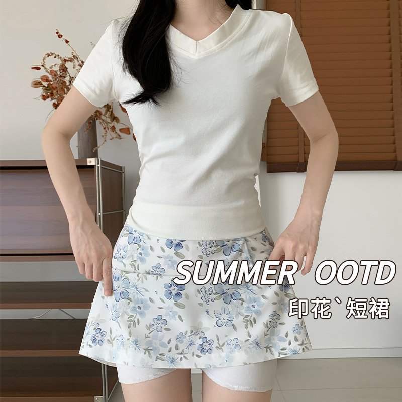 實拍法式浪漫碎花半身裙女夏季新款高腰顯瘦小個子a字短裙包臀裙