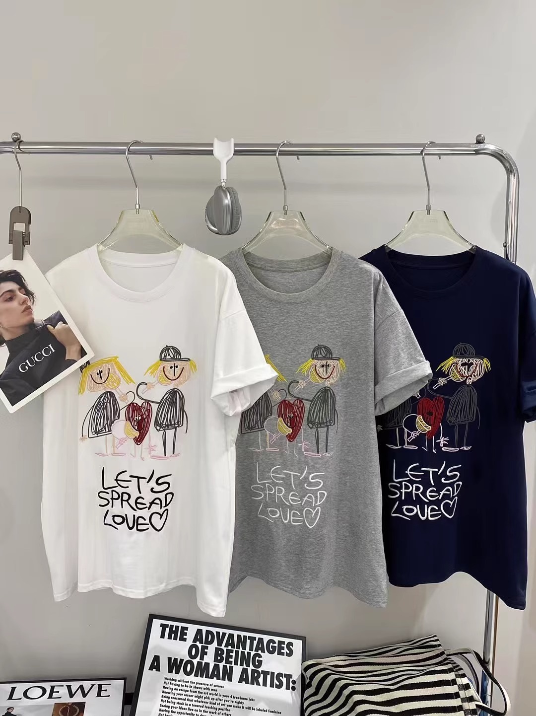 MY17348# 21支纯棉100%棉欧洲站字母涂鸦卡通短袖T恤女女裝貨源服裝批發