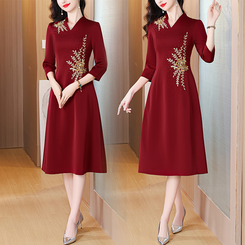 MY14705# 喜妈妈订婚宴礼服喜婆婆旗袍高贵年轻新款中式结婚喜服婚宴装...