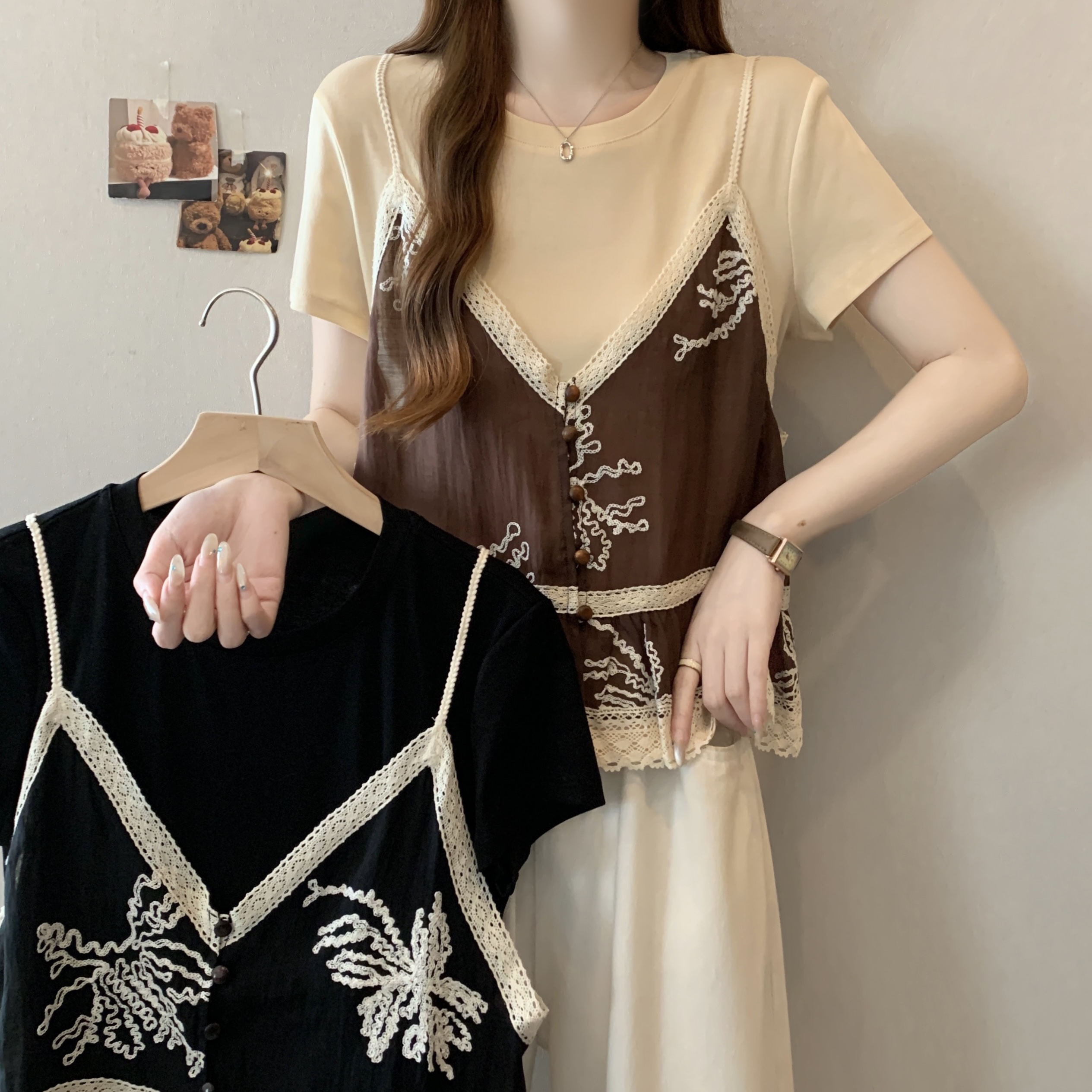 大码女装夏季新款设计感小众吊带...