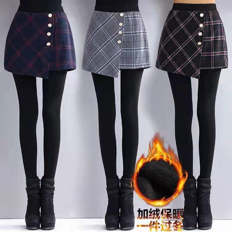 MY16043# 德绒 加厚包臀裙裤踩脚显瘦高腰保暖裤女小脚裤大码女裝貨源...