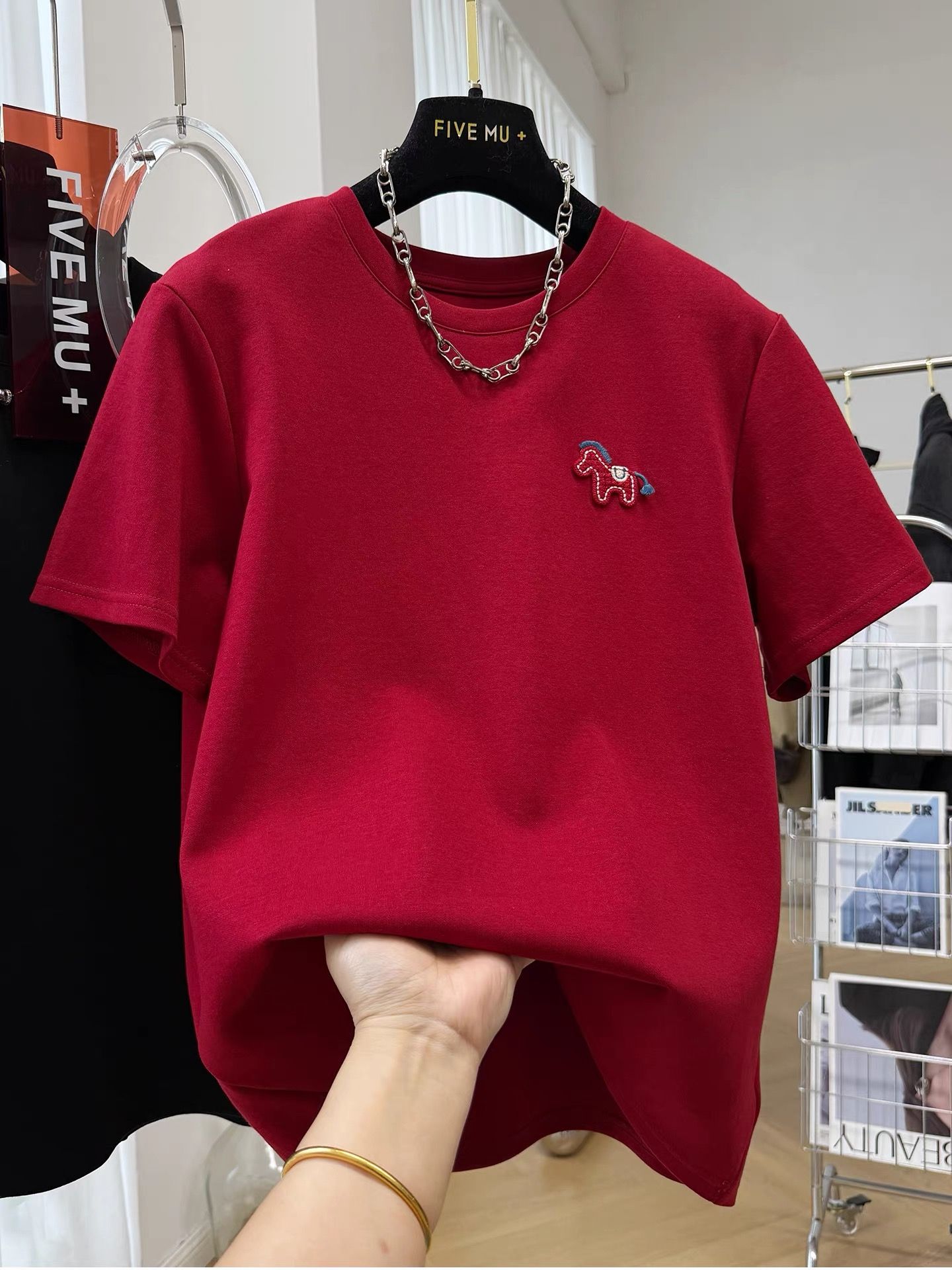 MY16959# 德绒新款韩系卡通刺绣短袖T恤女百搭半袖巨好看的上衣女大码...