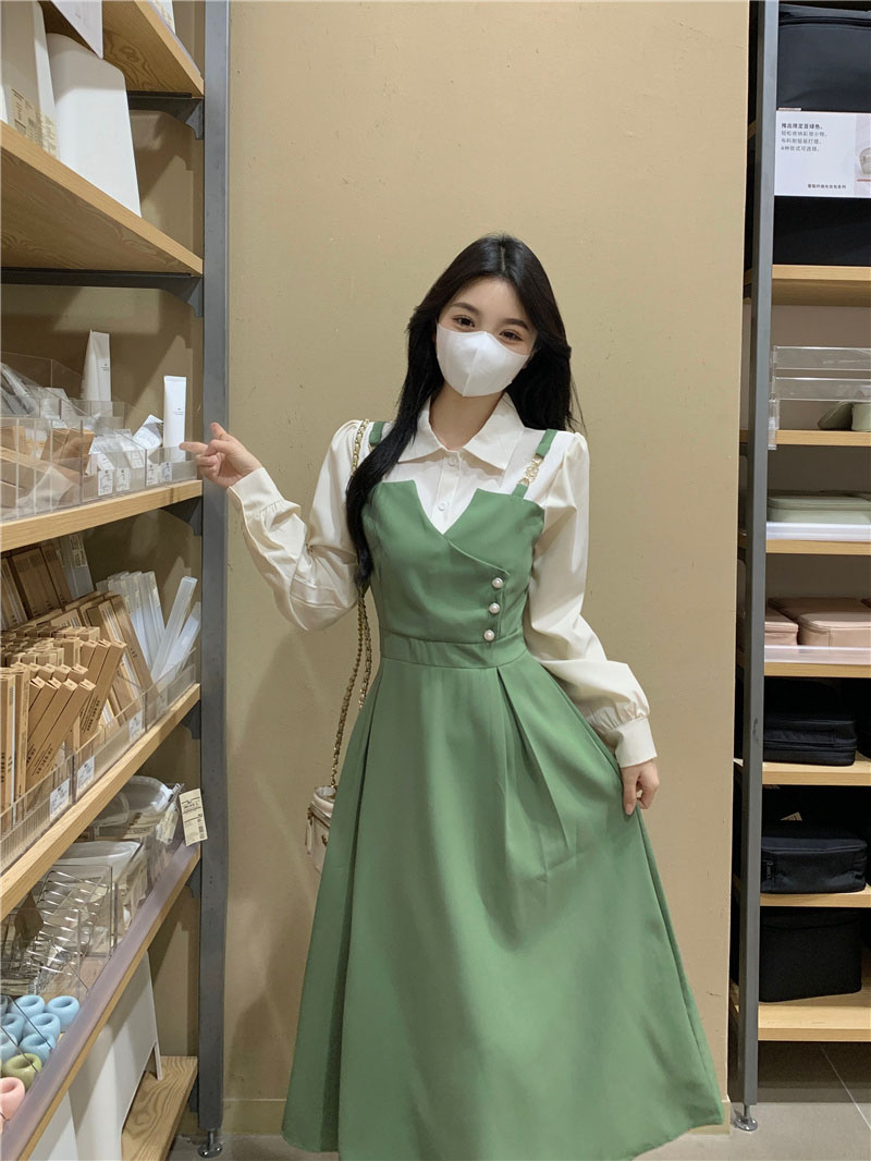 MY15814# 捻丝乱麻时尚端庄大气连衣裙新款遮肉显身材A字长裙女裝貨源...