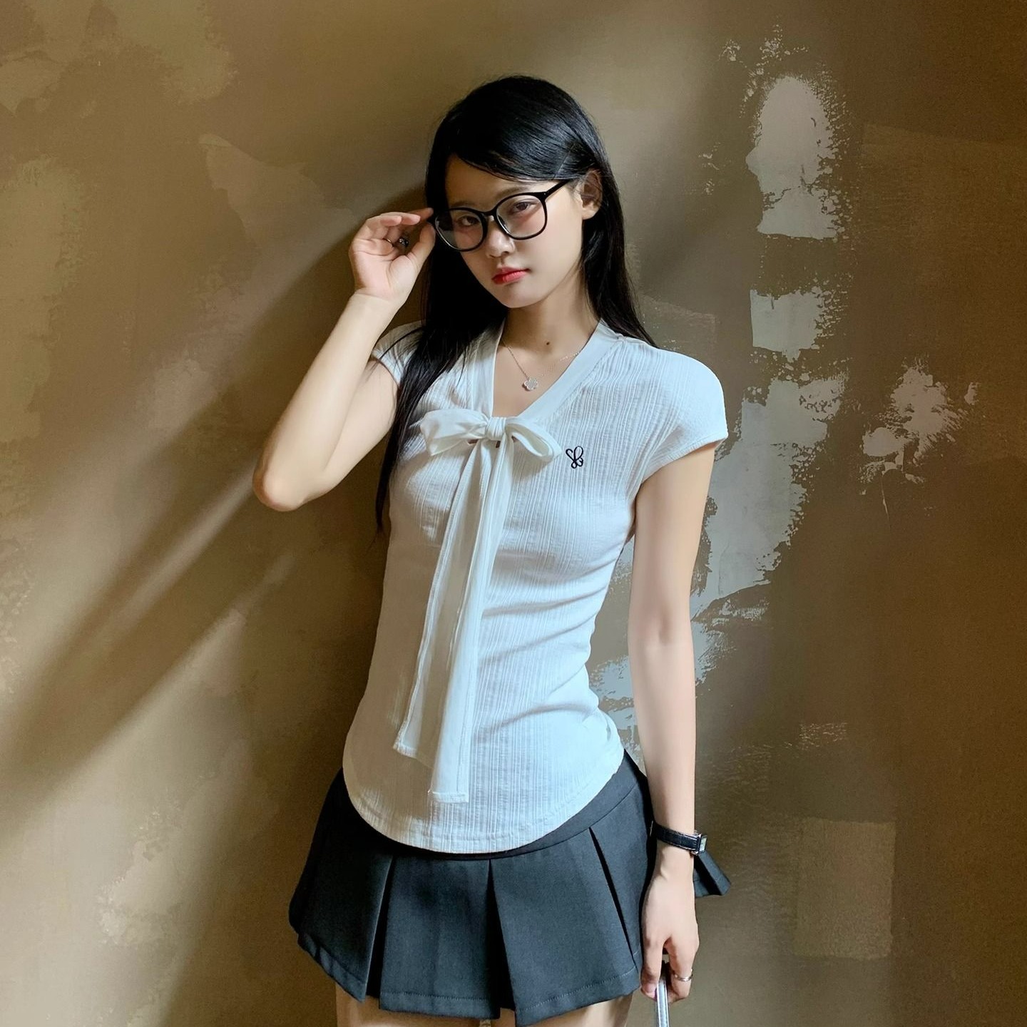 MY10845# 新款学院风白色T恤女 夏季超好看小个子修身纯欲系带短袖上衣女裝貨源服裝批發