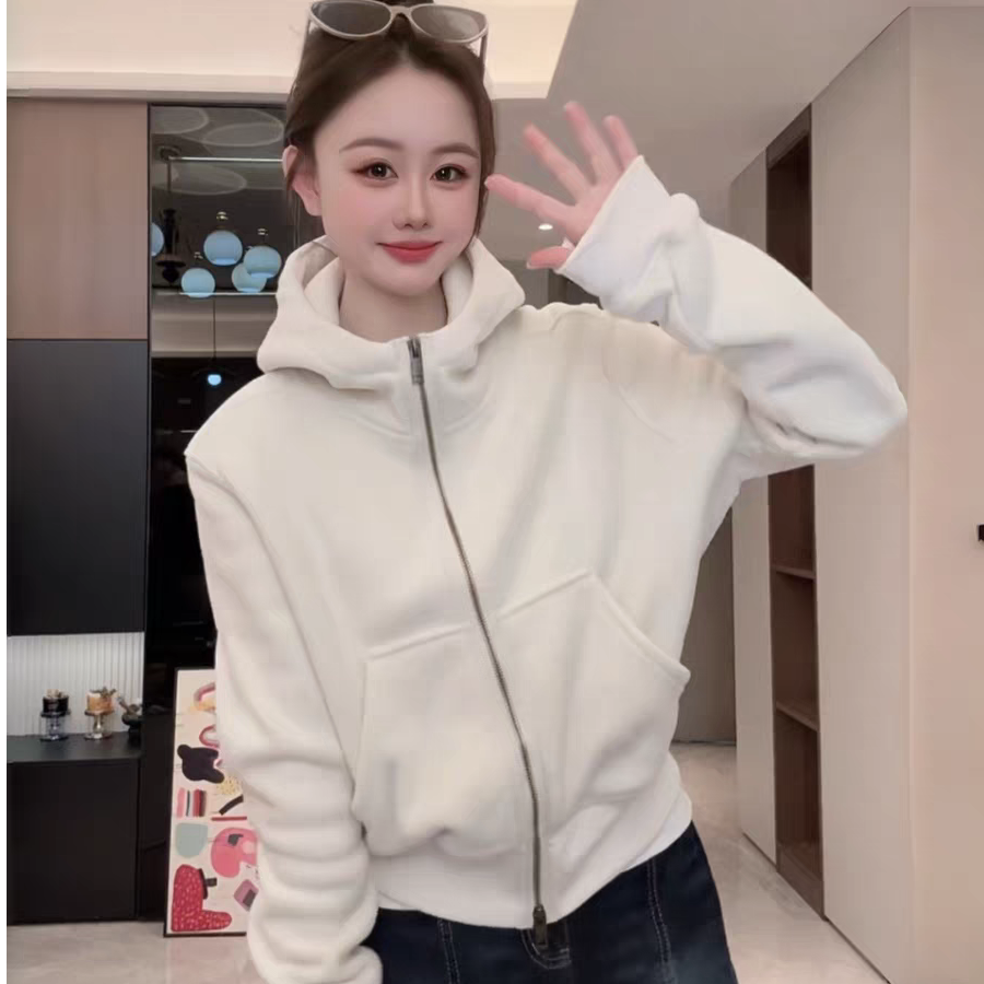 MY16813# 原版质量奥粒绒 韩系洋气保暖连帽卫衣外套新款休闲卫衣潮女裝貨源服裝批發