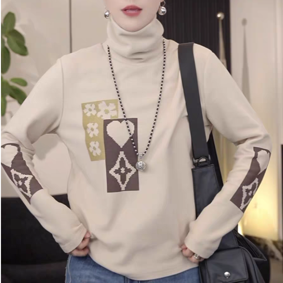 MY16809# 原版质量罗纹德绒 韩系时尚百搭高领长袖T恤新款打底上衣潮...