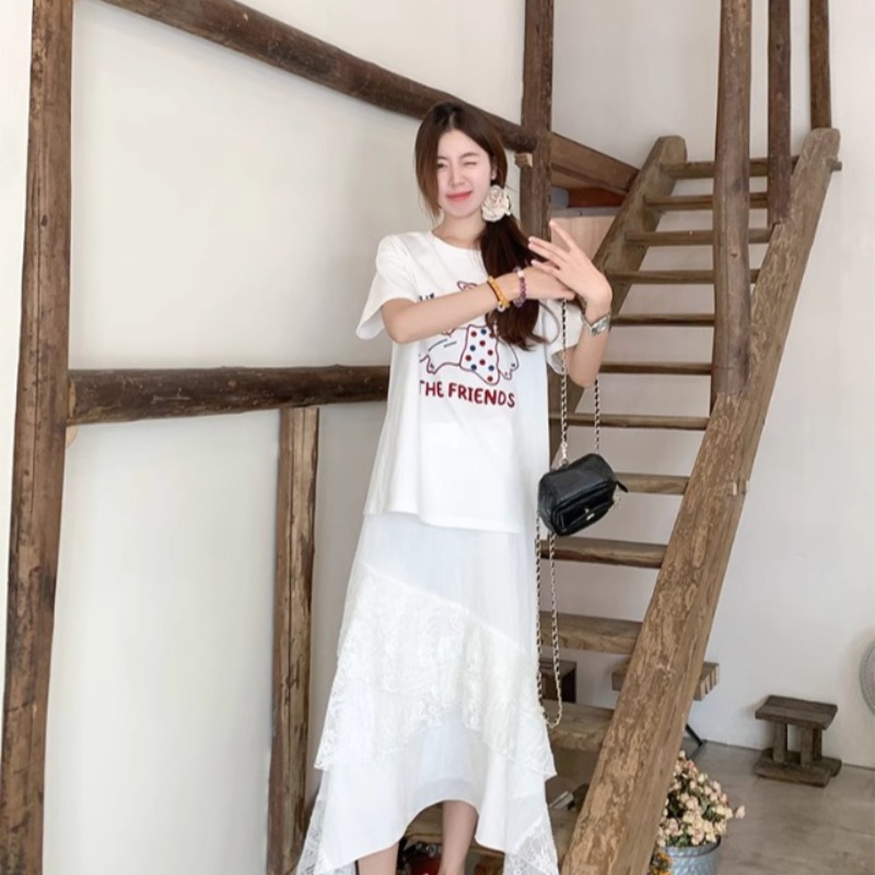 MY11317# 21支纯棉100%棉短袖T恤女宽松大码印花女裝貨源服裝批...