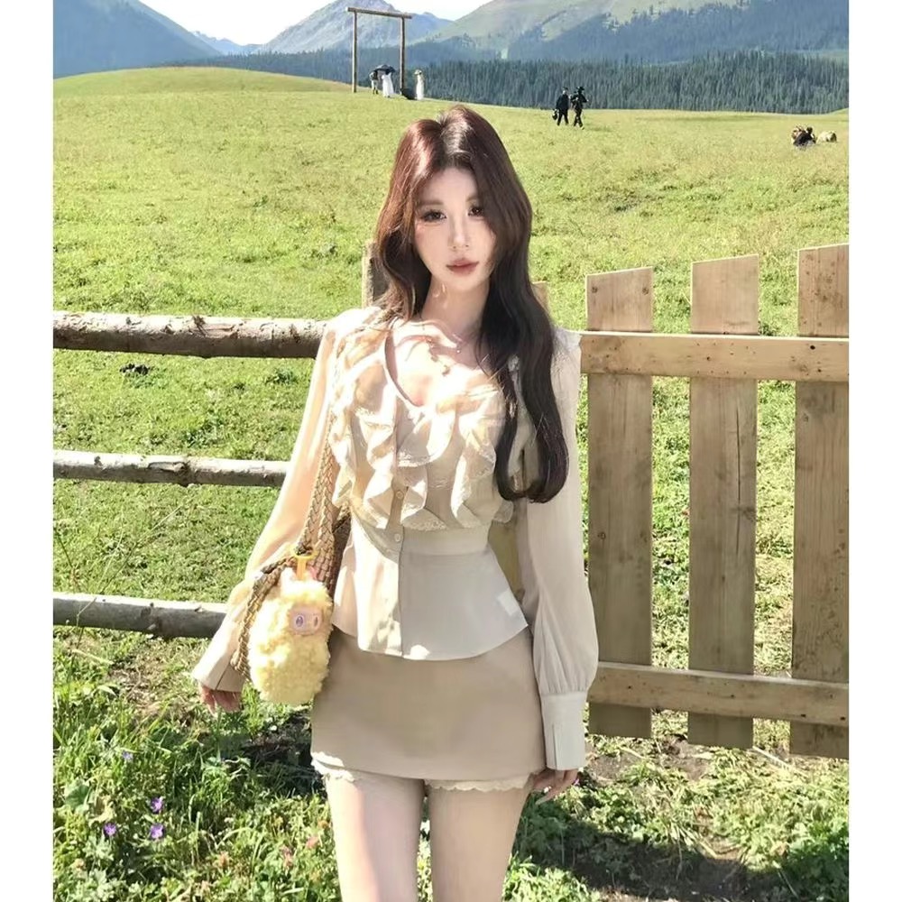 MY14407# 小众设计感女时尚套装气质复古风纯欲辣妹风女裝貨源服裝批發