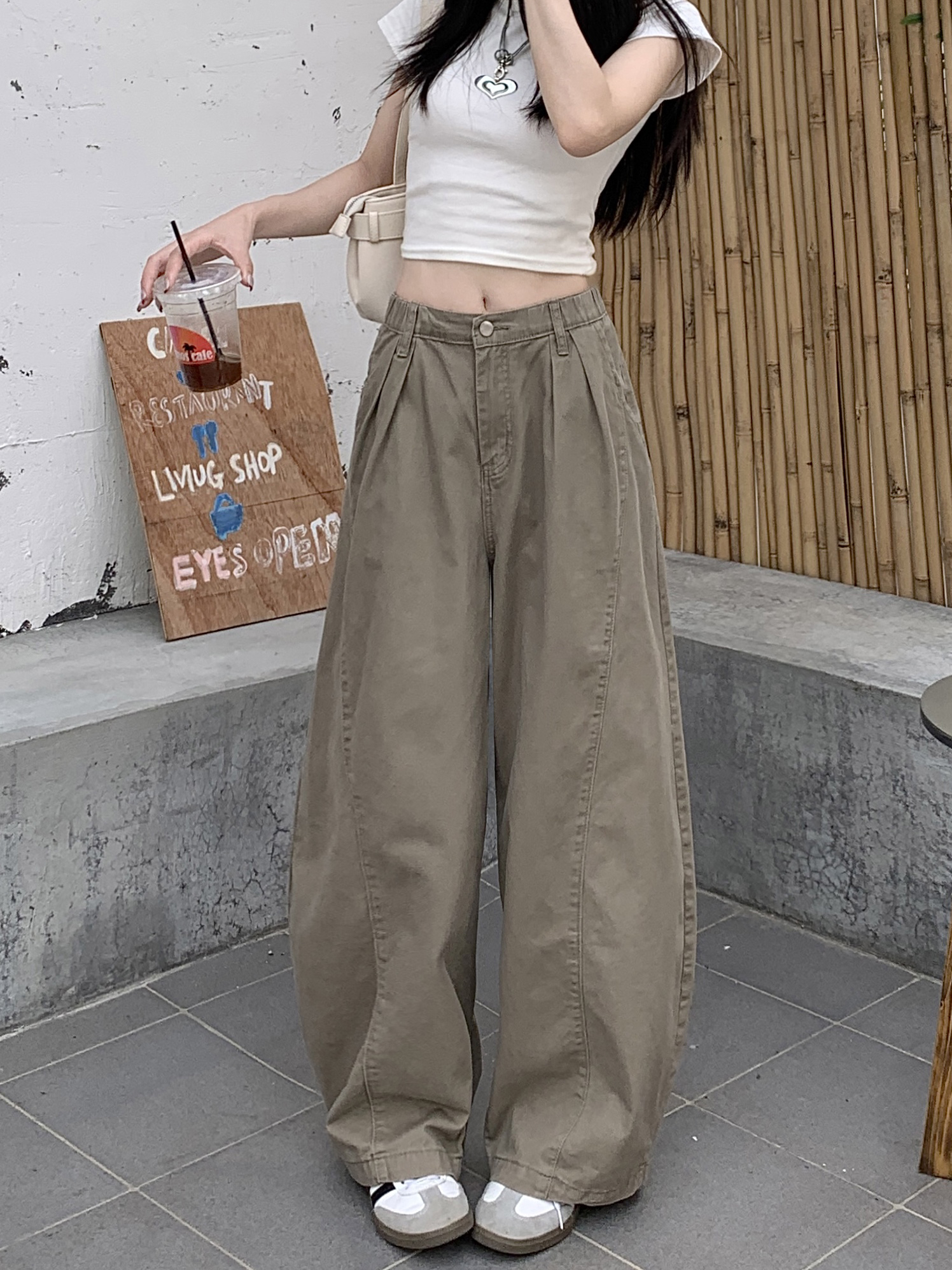 嘻哈美式潮牌彎刀牛仔褲女夏季高街vibe寬松闊腿休閑褲子