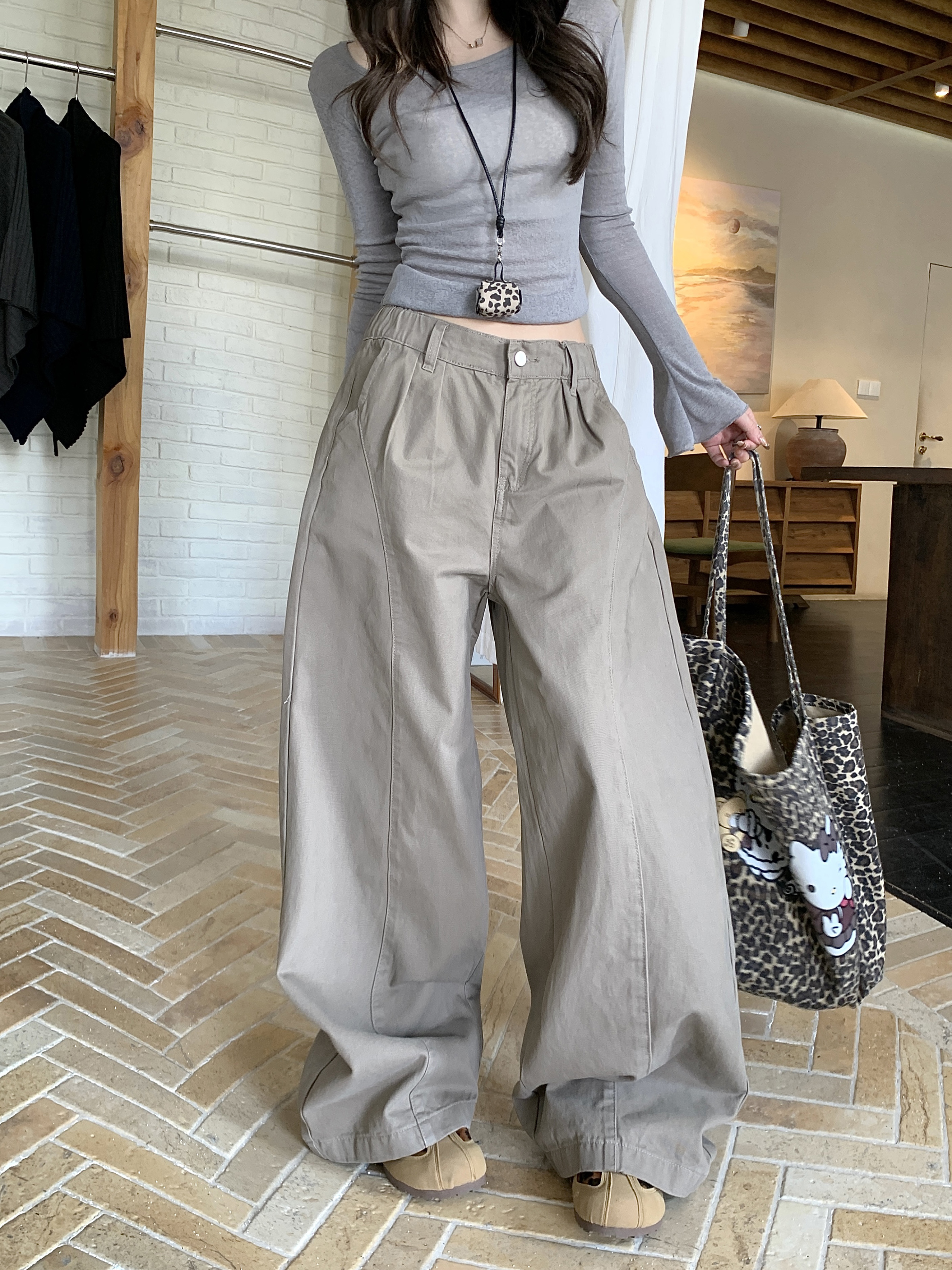 嘻哈美式潮牌彎刀牛仔褲女夏季高街vibe寬松闊腿休閑褲子
