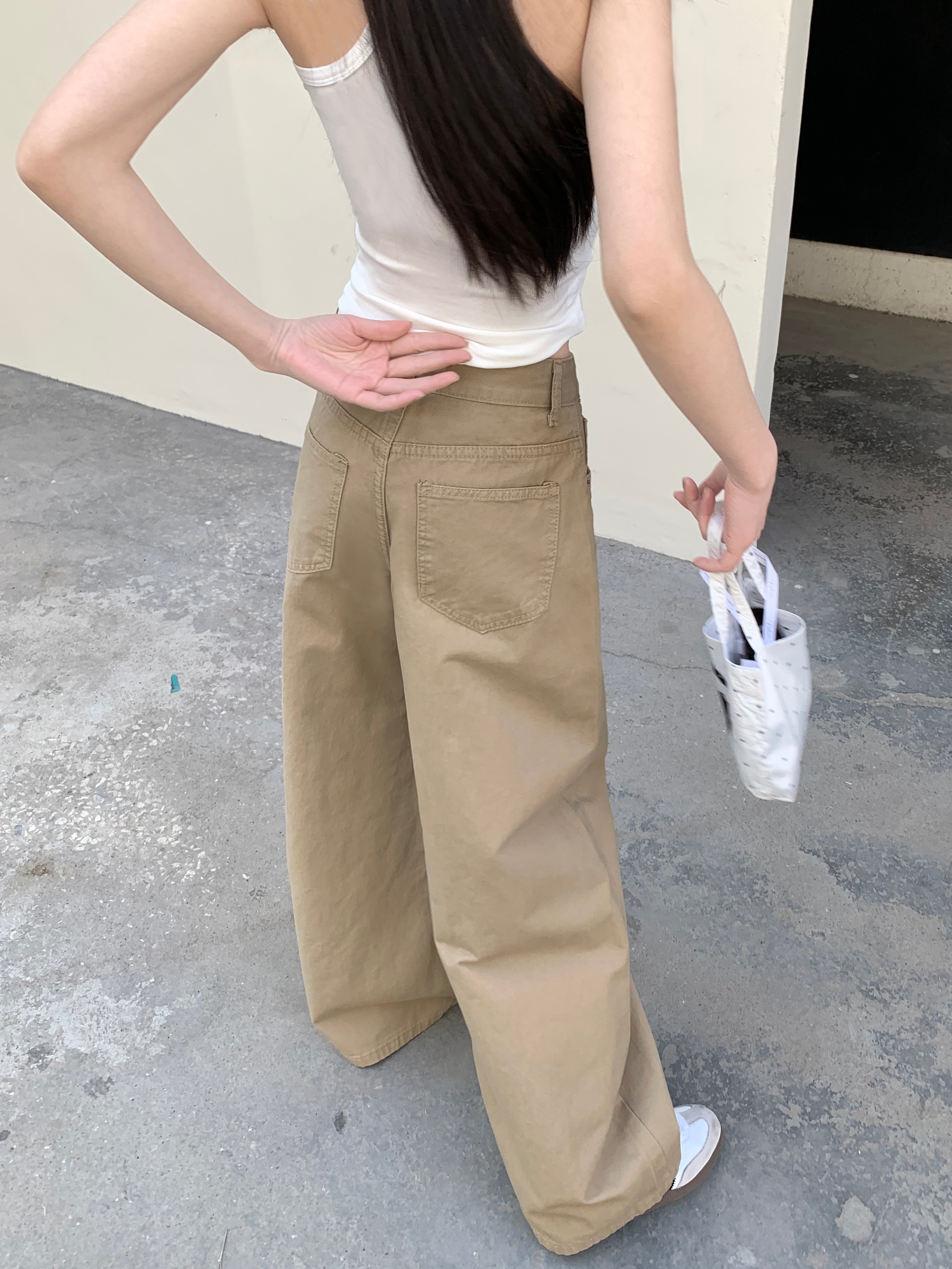 嘻哈美式潮牌牛仔褲女夏季高街vibe寬松闊腿休閑褲子