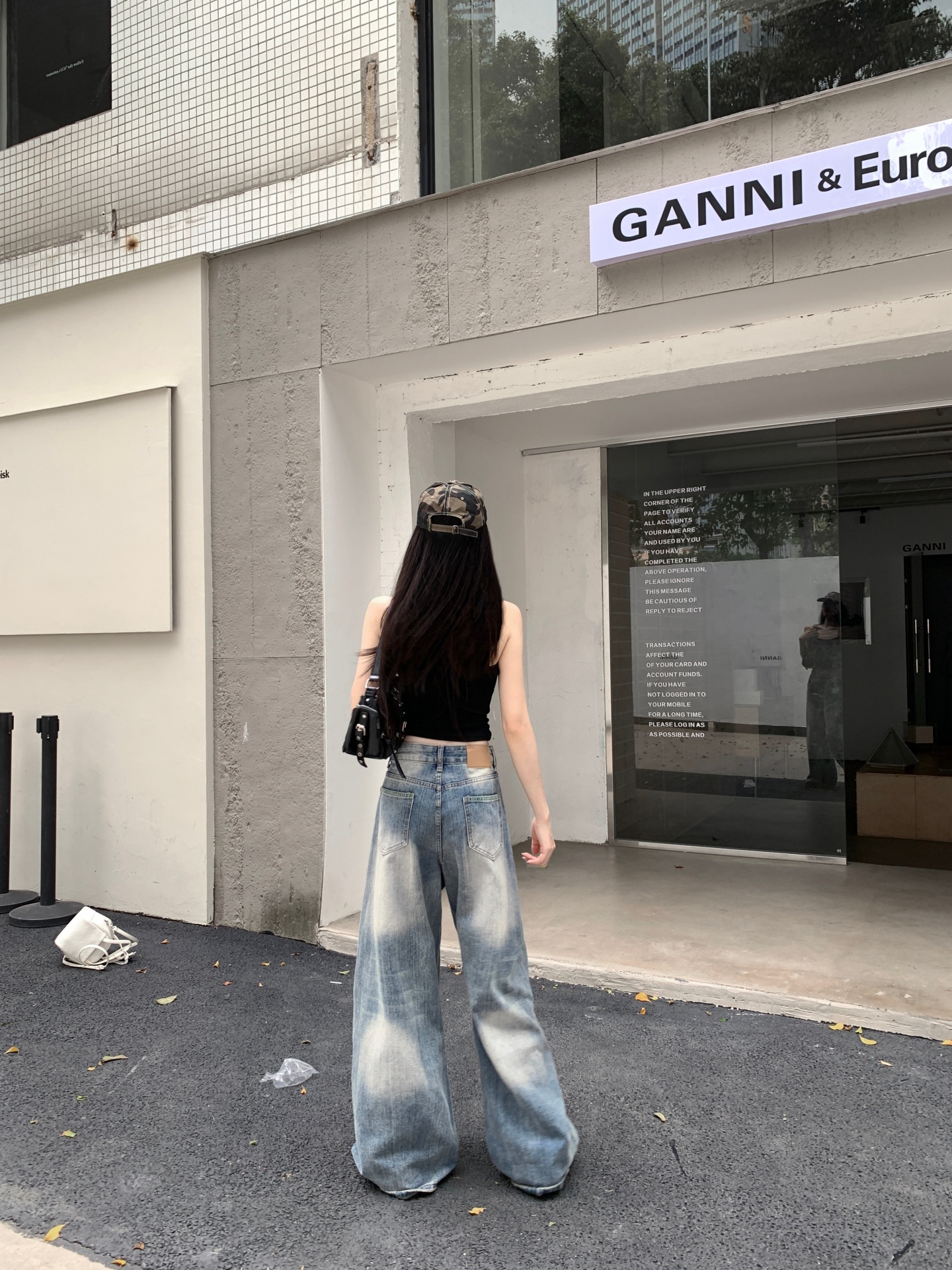 復古竹節紋彎刀牛仔褲女夏季高級感寬松直筒闊腿長褲