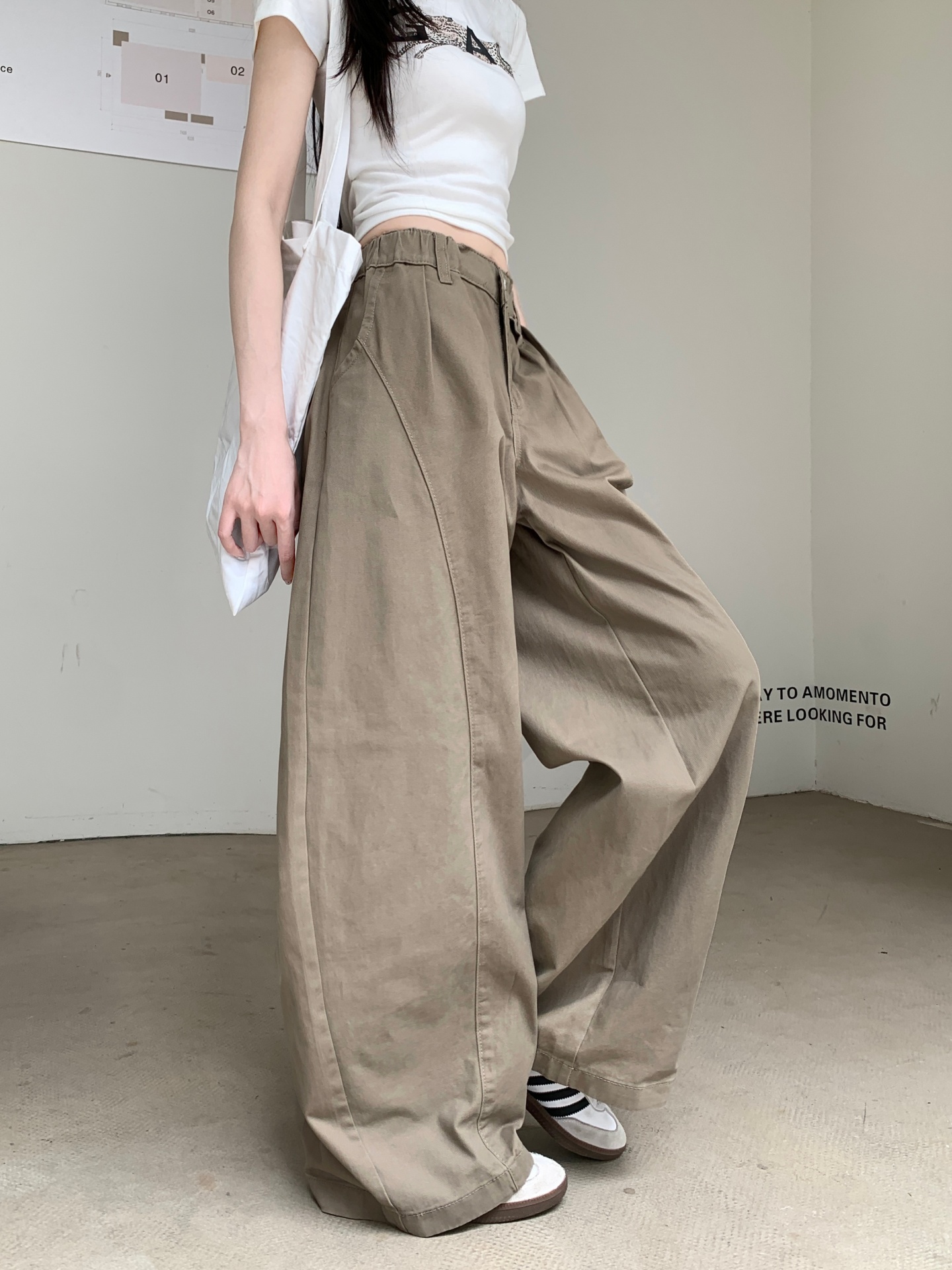 美式潮牌嘻哈彎刀牛仔褲女夏季寬松闊腿休閑褲子