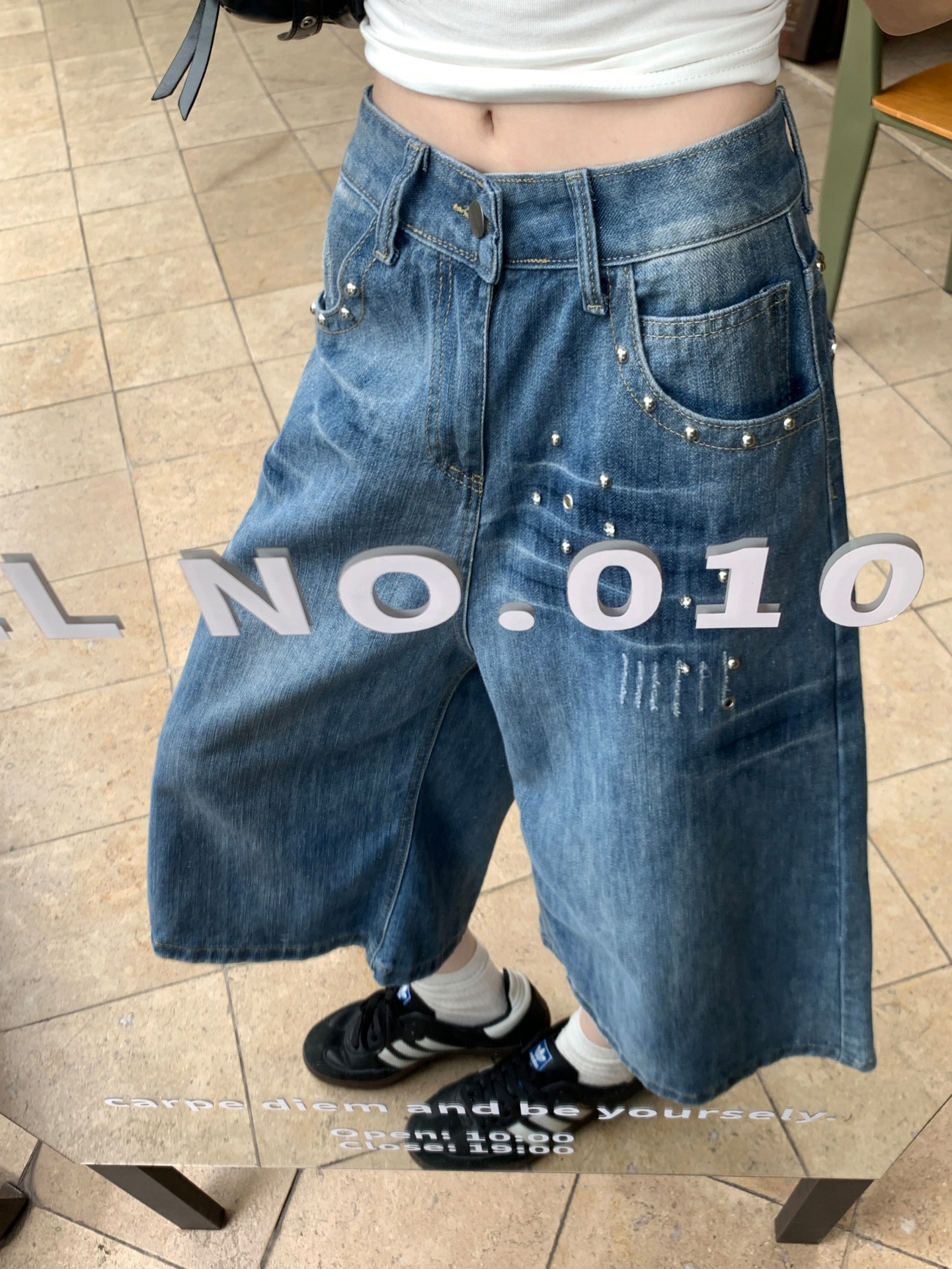 美式復古超好看牛仔七分褲夏季新款寬松短褲子