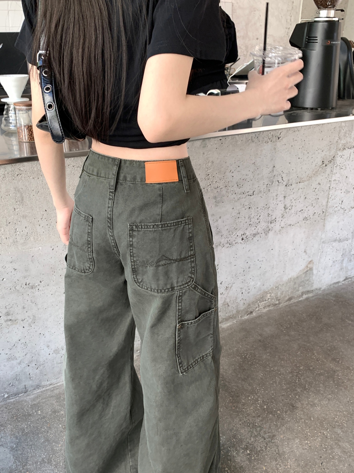 十三行品質 低腰寬松垂感休閑工裝闊腿牛仔褲