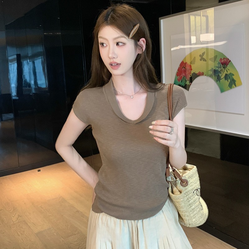 實拍~韓系簡約風針織衫女2026無袖坑條修身顯瘦