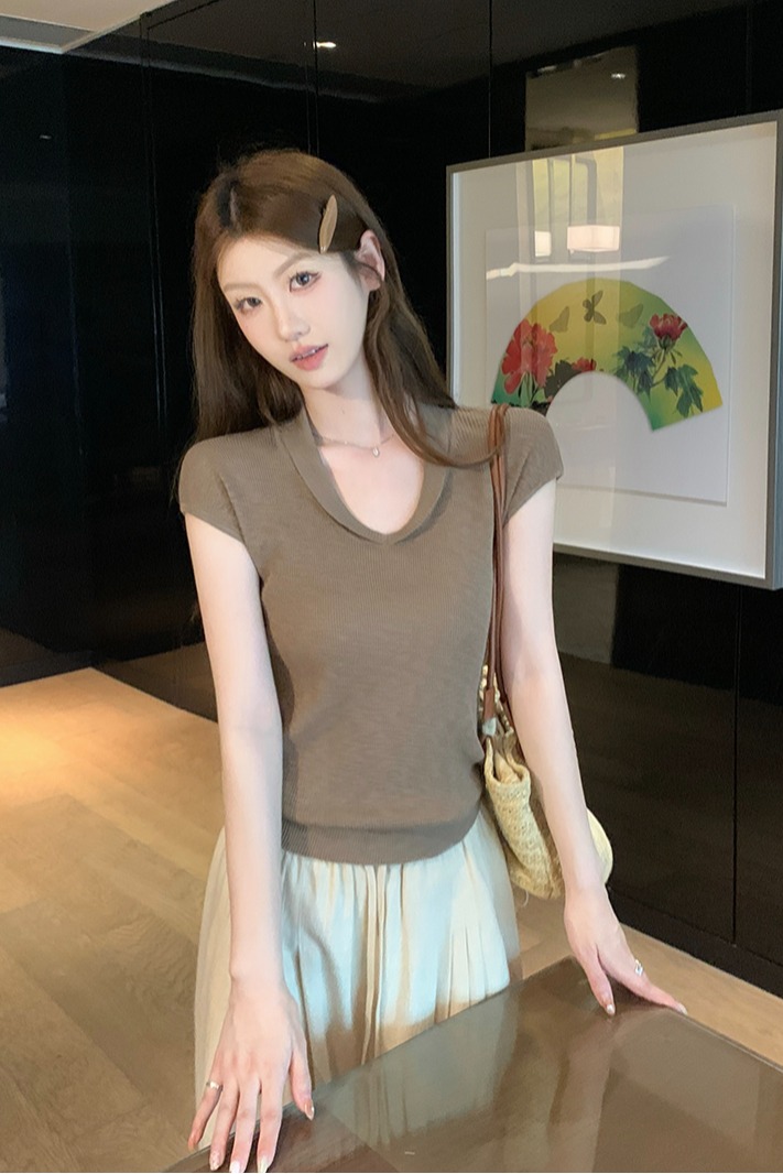 實拍~韓系簡約風針織衫女2026無袖坑條修身顯瘦