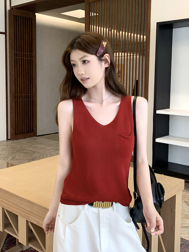 實拍~夏季韓系時尚潮流簡約休閑百搭修身顯瘦針織上衣背心吊帶女