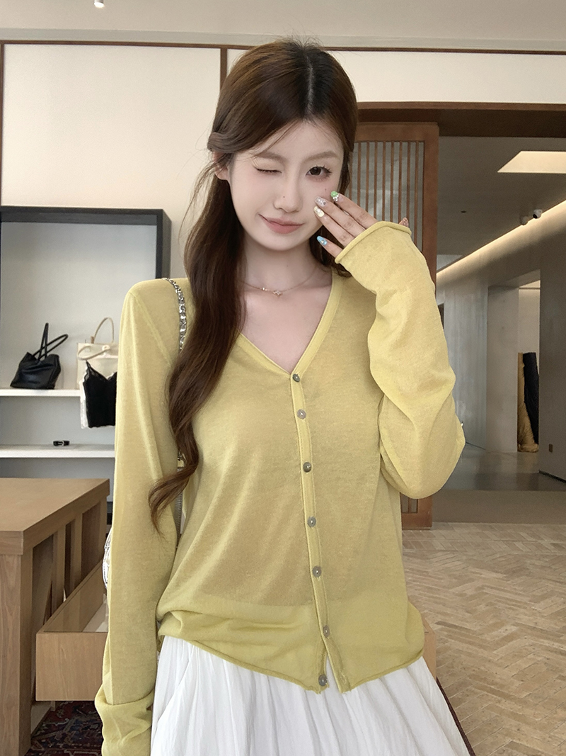 實拍~女裝韓系百搭寬松防曬針織開衫粉色上衣